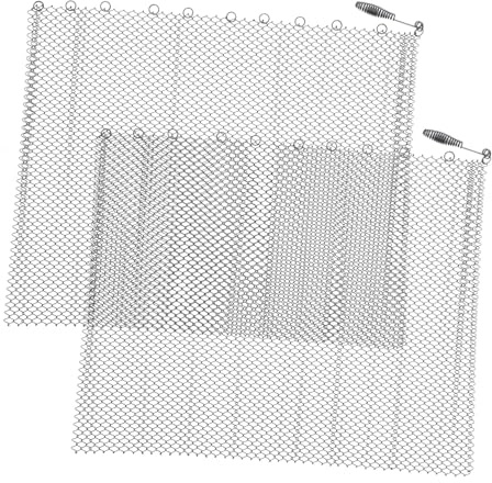 CIYODO 2 pièces Lot de Rideaux Pare-étincelles pour Cheminée Grillage Métallique avec Poignées Protection Étincelles Pliables et Faciles à Installer