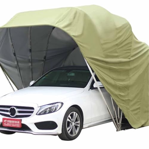 Cochera de Acero Inoxidable, Refugio semiautomático Duradero, toldo retráctil Plegable para Coche con Cerradura de combinación metálica, para Garaje Exterior(Green,5.9x2.7x2.45m)