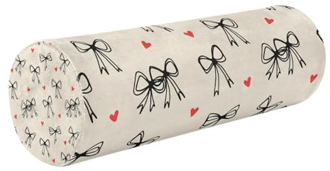 Nesatuwa Sketch Bow Pattern Round Cervical Roll Cylinder Bolster Pillow Memory Foam Neck Pillow with Removable Washable Cover Stiff Pain Relief for Head, Legs, Back