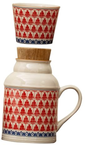 MOLUCKFU Set Brocca D'acqua e Tazza in Ceramica Vintage con Coperchio, Grande Capacità, Design Elegante per Casa, Ufficio e Uso da Viaggio