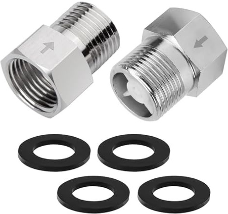2 Pièces Adaptateur Fileté 1/2 Pouce Femelle à Mâle, Clapet Anti-Retour en Acier Inoxydable, Valve Unidirectionnelle pour Tuyaux d'Eau, Eaux Usées, Chauffe-Eau, Robinet de Cuisine et Canalisations de