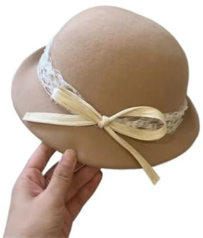 IRFHDCX Melonhatt elegant mesh och spets hög form hatt | För damer höst-vinter mode retro brittisk ullbasker för små lockar