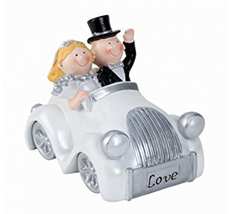 Spardose zur Hochzeit Brautpaar im Auto - Höhe 12,5 cm / Breite 15,0cm