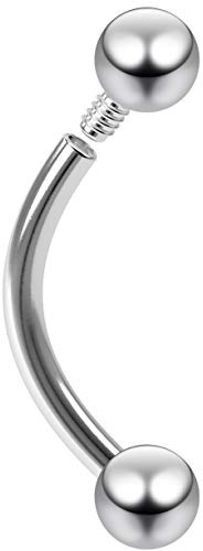 Bling Piercing Curved Barbell 16g Internally Threaded Vertical Labret Balls Gauge Internal Thread Jewelry 10mm 3/8