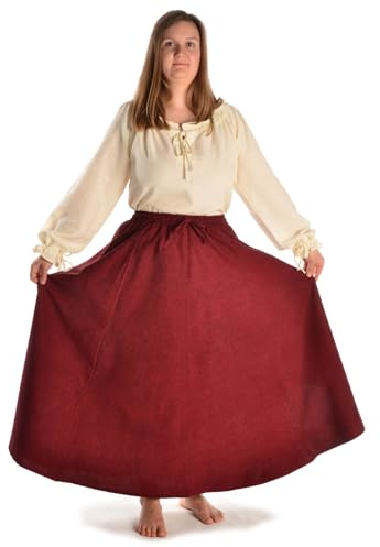 HEMAD Jupe médiévale Duzabel en pur coton rouge, noir, beige, marron, tailles S/M, L/XL, XXL/XXXL, rouge, S-M