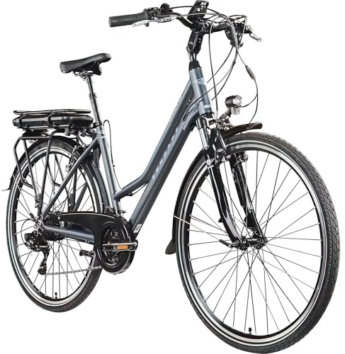 ZÜNDAPP E-Bike Trekking 700c Green 7.7 Pedelec Trekkingrad Damen 28 Zoll Touren (grau/blau, 48 cm)