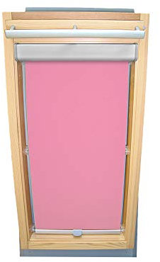 Rollo für VELUX Dachfenster Abdunkelungsrollo Komfort Premium für TYP GGL/GPL/GGU/GPU - MK08 - Farbe rosa - mit BLENDE und Haltekrallen - KLICK Montage