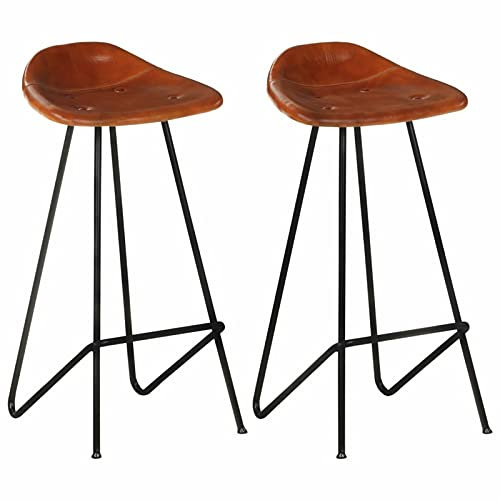 Tidyard 2X Barhocker Barstuhl Tresenhocker Küchenhocker Bistrohocker Thekenstühle Thekenhocker Tresenstuhl Thekenstuhl Bar Stuhl Hocker Bistrostuhl 45 x 39 x 83 cm,Braun Echtleder