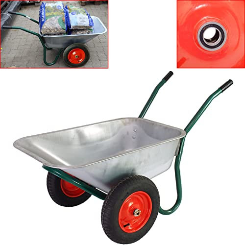 2-Rad Schubkarre100 Liter 160 kg Tragkraft verzinkter Stahl Luftrad auf Stahlfelge Bauschubkarre Gartenkarre Schiebkarre