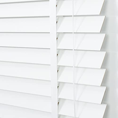 Jolan Weiße Jalousien 50cm 60cm 80cm 90cm 100cm 110cm 120cm,Horizontale Jalousie,50mm Breite Lamellen,Verdunkelung,Sichtschutz,Jalousette Holz,Vorhänge,Jalousetten Fenster,W×H-60x110cm/23.5x43in