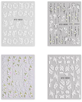 XPEX Confezione da 4 Adesivi per Unghie Adesivi per Unghie Adesivi per Unghie autoadesivi Decorazione per Nail Art Fai da Te