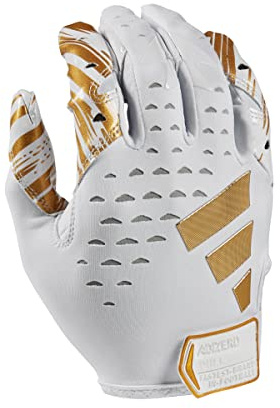 Adidas Adizero 13 Youth Receiver Football Gloves, White Metallic Gold, Medium, Premium Football Gear and Equipment