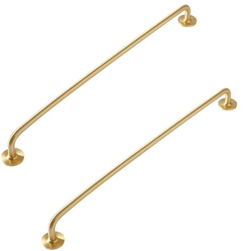 Schrankgriffe Gold Vintage, 2 Kabinett Schubladengriffe Massive Messing | Gebürstet Oberfläche, Gesamtlänge:120 - 344 mm Bügelgriff, Kleiderschrank Zieht Griffe Mit Befestigungsschrauben-344mm/13.5in