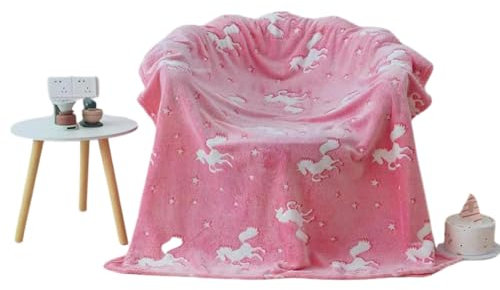 Flanell Decke, Bürodecke,Cartoon Decke, Sofadecke, Kinderdecke-Rosa fliegendes Pferd-200 * 150 cm