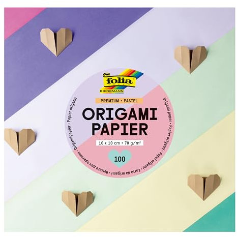 folia 89910 - Premium Faltblätter 70g/m², PASTELL, 10 x 10 cm, 100 Blatt in 10 verschiedenen Farben, zum Basteln, Verzieren und Dekorieren