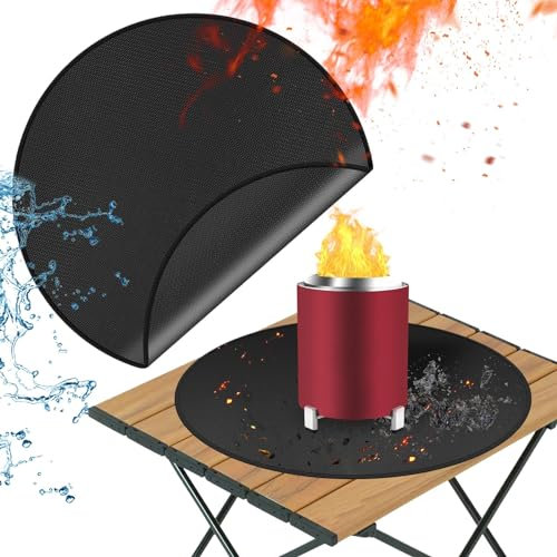 Rond Tapis Ignifuge, 18 in ExtéRieur Tapis de Feu, Pliable Tapis Anti Feu, Tapis de Foyer Rond, BBQ Tapis Feu, Tapis Anti Feu, Tapis Ignifuges, Pour Terrasse Sol, Terrasse, Pelouse