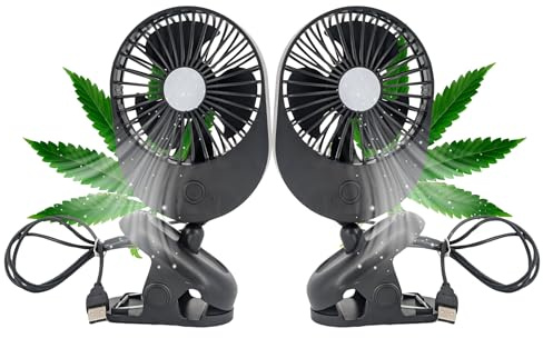 TronicXL 2 Stück Grow USB Ventilator mit Clip Klemme Klemmventilator I Clipventilator für Homebox Growbox Growschrank Secret Jardin GrowPro DiamondBox Zelsius Mars Hydro USB Mini Lüfter