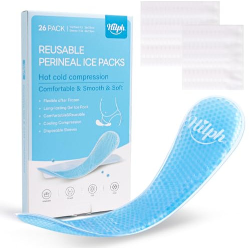 Hilph Compressa refrigerante per letto settimanale, cuscinetti refrigeranti postpartum, 2 compresse settimanali, cuscinetto refrigerante perineale, confezione fresca con 24 custodie usa e getta, cura