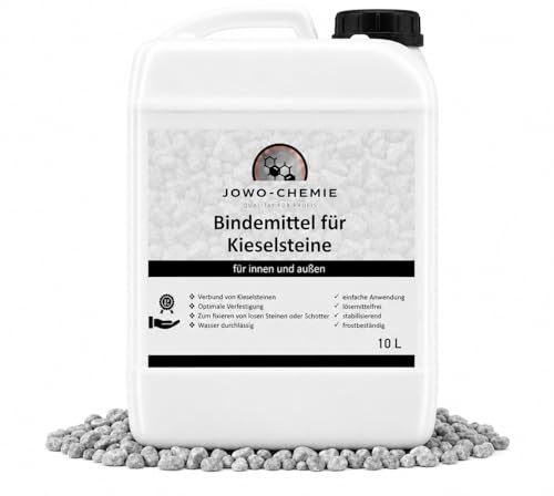 JOWO-CHEMIE Kiesbinder/Mulchbinder (10L) Kiesverfestiger Bindemittel für Kies/Schotter und Mulch Aller Art Mulchbinder Gartenbahn Steinweg (10L)