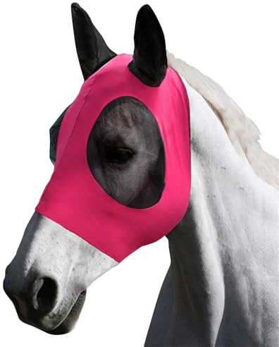 XFSRG Maschera Antimosche per Cavallo Maschera Mosche Cavallo Rete Morbida con Paraorecchie Elasticità Maschera da Mosca per Cavallo con Protezione UV Anti Mosca Zanzare Insetti