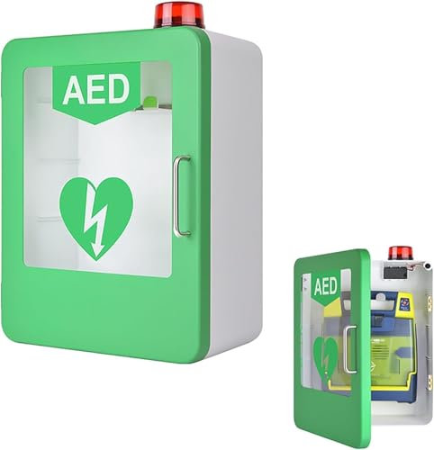 SXTYFBB AED-Defibrillatorschrank, Defibrillator-Aufbewahrungsbox mit Licht und Alarm, Wandmontierte Herzdefibrillationsalarmbox, Erste-Hilfe-Koffer, AED-Modelle für Büro, Pflege, Zuhause, Bus