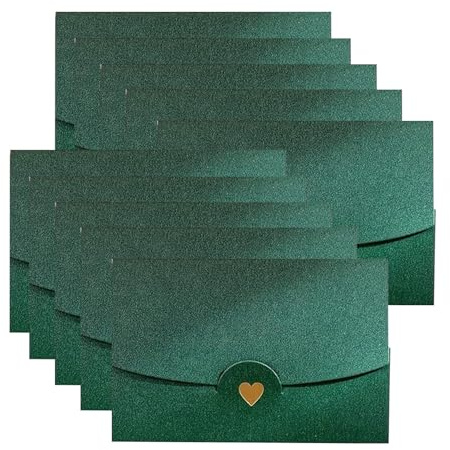 50 Stück Mini Briefumschläge, Bunt Geschenkkarten Umschläge Herz Briefumschläge Geschenkkarte Umschlage für Valentinstag Weihnachten DankeskartenHochzeit (Grün)