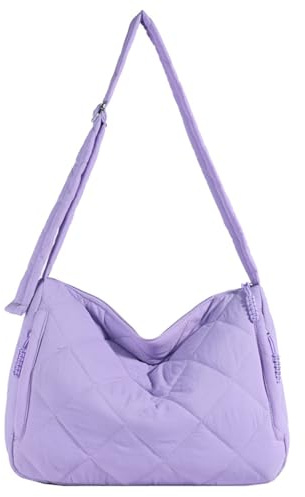 CORIOS Bolso Acolchada para Mujer Nylon Bolso Bandolera Ligero Bolso de Hombro Elegante Bolso de Mano Gran Capacidad Bolso Shopper Bolsa de Ocio Moda Bolso Tote para Trabajo Viajes Compras Morado