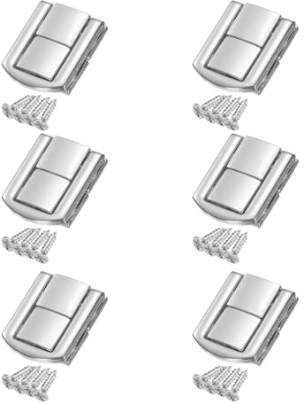 sourcing map 6pcs Toggle Catch Lock, 1.2 x 1 Hasp Lock Latch Mini Hasp Clasp with Mounting Screws for Jewelry Box Gift Box Wooden Cabinet, Silver