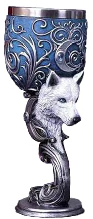 Swtgaah Mittelalterliches Weinglas in Drachenform Persönlichkeit europäisches Schneewolf-Weinglas Einhorn-Rotweinglas Maskenbecher Vintage Kelch (Schneewolfkelch)