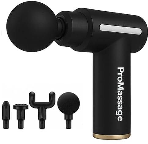 PRO Massage Gun, Deep Tissue Massager Handheld with 4 Massage Heads and Hand Massager with LCD Display Touchscreen Targeted Relaxation of Shoulders, Back & Body, Gift for Men/WomenBlack