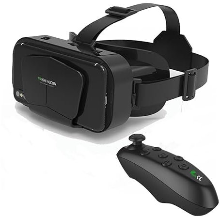 Visore VR 3D per Smartphone con Telecomando, Lenti HD Anti Luce Blu, Compatibile con Phone iOS e Android 4.7–7, Visore Realtà Virtuale Ideale per Giochi e Film