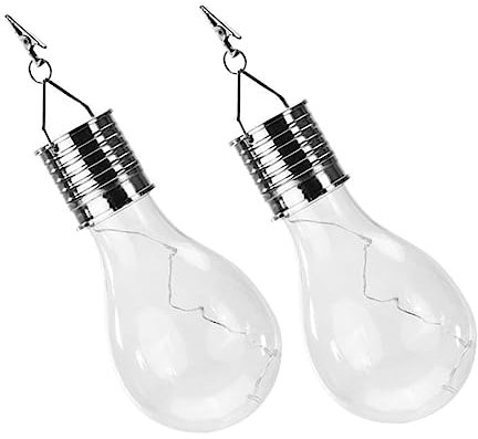 ORFOFE 2pcs Solar Bulb Led Solar Powered Hanging Lamp Bulb Outdoor Warm White Copper Wire Lights for Garden Patio Yard Decoration