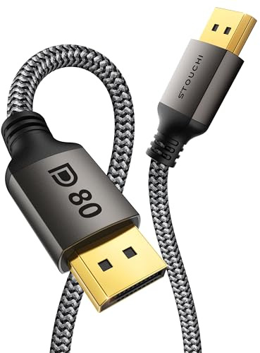 Stouchi 80Gbps DisplayPort 2.1 Cable 5M [VESA Certified] [16K@60Hz, 8K@240Hz, 4K@540Hz 240Hz] Long DP 2.1 Cable, HDR HDCP DSC 1.2a FreeSync G-Sync Compatible, 5090 RX9070 RTX6000 Ada Gaming Monitor | 16K 8K 4K@240Hz | FreeSync G-Sync | DSC 1.2a | Snag-Free Shielded | For RTX 5090 RX 7900 Monitor