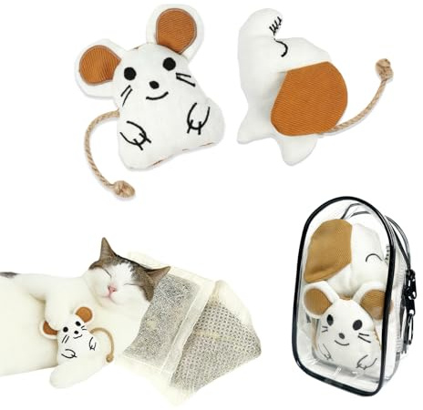 zeostmont 2 Stück Katzenspielzeug mit Katzenminze mit Aufbewahrungstasche, Catnip Toy Maus & Elefant, robust & langlebig für Katzen und Kitten, Katzenminze Kissen, Cat Toy für Indoor Cats