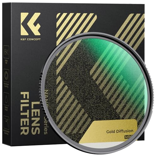 K&F CONCEPT 62mm Gold Diffusion 1/4 Filter Mist Soft Light & Warm Tone Effect Filter with 28 Multi-Layer Coatings for Video, Vlog, Photography(X-Series)