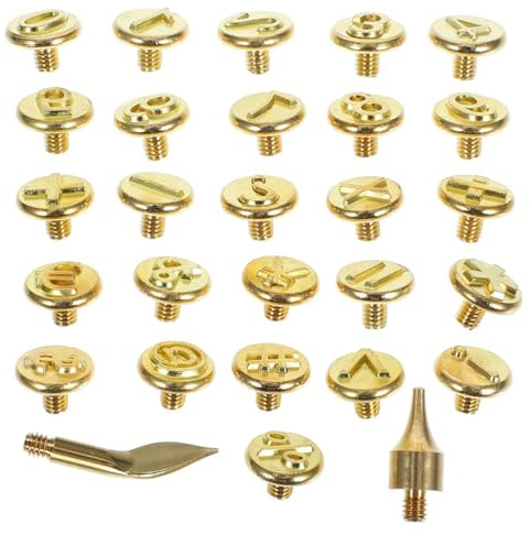 Veemoon Kit 2 Set Pirografo Legno Puntoni in Ottone Strumento per Incisione e Marchiatura su Pelle Carta e Legno per Progetti DIY e Artigianato Creativo