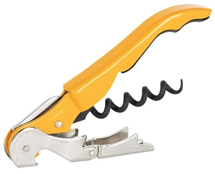 PULLTAP'S GENUINE Classic 500 para ZURDOS (Amarillo) Abridor de Vino, Sacacorchos de camarero profesional. Incluye doble palanca articulada, navaja cortacápsulas y abridor. Fabricado en España