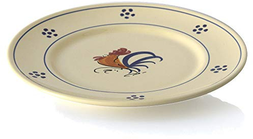 Colì, Plato Plano 24 cm 6 Piezas, Servicio de vajilla para 6 Personas, Servicio de vajilla de Colores, Pintado a Mano, Dibujo de Gallo, Servicio de Mesa para 6 Personas