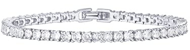 PAVOI Rhodium Plated Tennis Bracelets for Women - 3mm Cubic Zirconia Classic Gold Tennis Bracelets for Women and Men - Trendy CZ Jewelry Gifts - Size 7 Inches