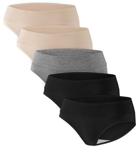 Angelhood Womens Maternity Panties Foldable Maternity Underwear Under Bump Pregnancy Postpartum Brief Pack of 5