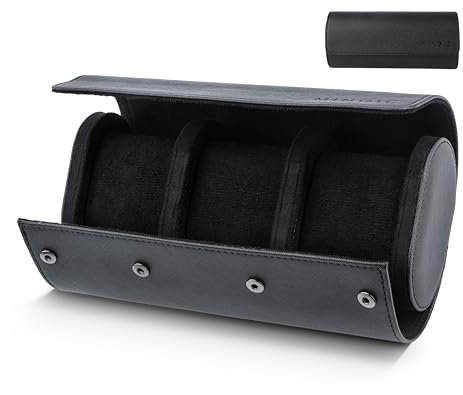 Minoic Étui de Voyage à Montre Homme - Organisateur et Boîte de Rangement Pour 3 Montres