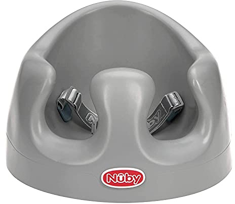 Nuby My Baby Seat - Asiento ergonomico de espuma de suelo - gris - con aberturas elevadas para las piernas para bebés de 4 a 12 meses.