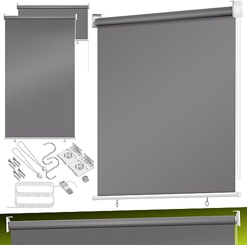 KESSER® Senkrechtmarkise Vertikalmarkise Balkonmarkise 140 x 140 cm Sichtschutz Sonnenschutz Seitenrollo Beschattung, Balkonrollo Stabil und wetterbeständig, für Balkon, Terrasse, Garten, Grau
