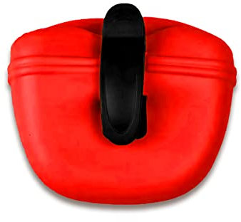 Jagowa 1 Piece Dog Training Snack Bag Outdoor Small Portable Silicone Puppy Treat Pouch For Dog Magnetic Closure Food Bag With Waist Clip (Red)