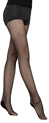 Juplizy Profesional Medias de Red para Baile Latino, Medias de Malla Dura para Mujeres Chicas, Negro