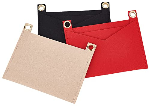 WADORN 3 Farben Filzhandtascheneinlage, Geldbörsen-Einsatz-Organizer, Clutch-Crossbody-Konvertierungsset Mit Ösen Für LV Kirigami Clutch Umschlag Pochette-Einsatz Kartenhalter-Aufbewahrung, 12.3x15 cm
