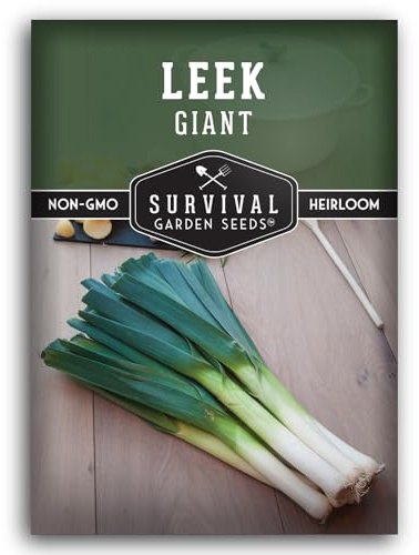 Survival Garden Seeds Giant Leek Seed for Planting - 1 Packet with Instructions to Plant and Grow Enormous Leeks in Your Home Vegetable Garden - Non-GMO Heirloom