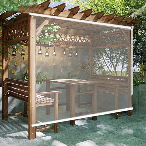 Transparent Wasserdichtes Roll-Up-Rollo,Outdoor-Balkon-Terrassen-Tür Durchsichtige Rollos,Seitenzugrollo,Wärmeisolierung Sonnenschutz Rollläden,Leicht zu Reinigen Außenrollo (W125xH230cm/W49xH91)