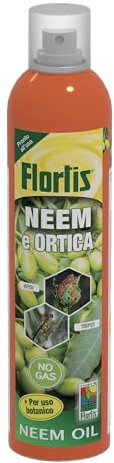 Flortis, Neem + Ortica Spray, Potenzia le Difese delle Piante, Contro Afidi, Tripidi, Mosche Bianche, Ideale per Tutti i tipi di Piante, Formato da 250 ml