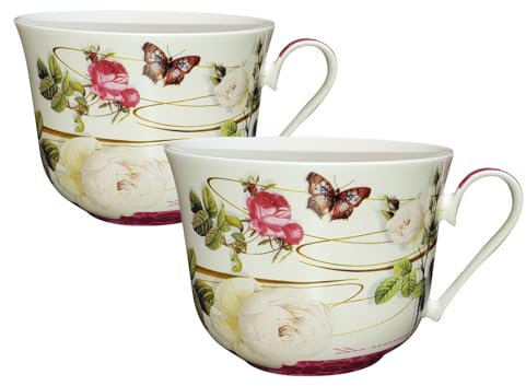 Jameson & Tailor Jumbobecher 2 er Set aus Brillantporzellan Rose weiß